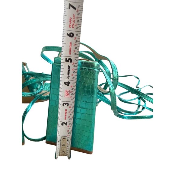 EGO Teal Metallic Lace Up Block Heels Sandals Size UK 7 / US 9 - Picture 6 of 10